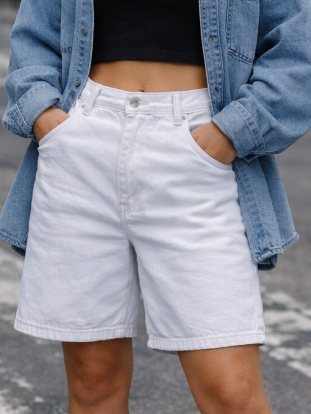 Bill Blass White Denim Jean Jort Shorts Women’s 14 High Rise VTG 80s Mom Fit